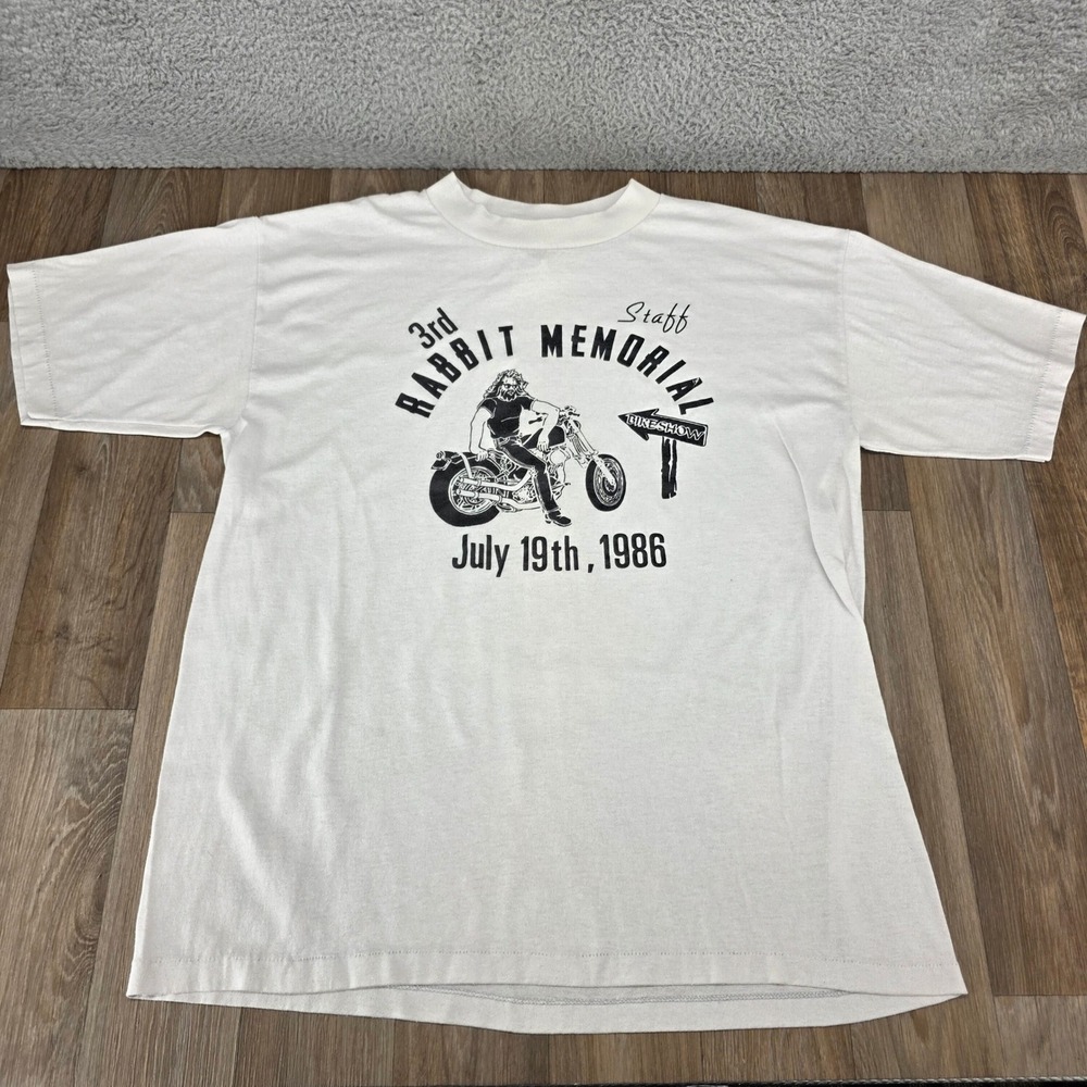 Vintage 1986 Biker Memorial Motorcycle Event T Shirt XL Single Stitch USA